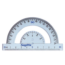 Protractor with ruler 10 cm Sagitta, pack of 50