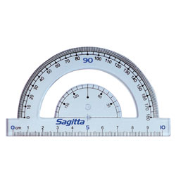 Vinkelmler 180 med lineal Sagitta, 10 cm, 50 stk.