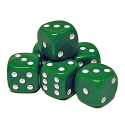 Die, 6-sided green, pack of 200