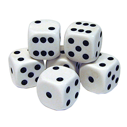 Die, 6-sided white, pack of 200