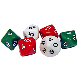 Die, 10-sided, pack of 3x16