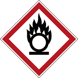 Varningsetikett kemikaliebestndig - Oxiderande 250 st