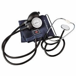 Sphygmomanometer with stethoscope