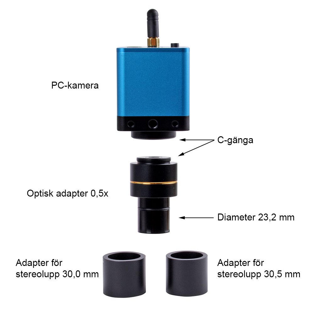 Mikroskopkamera, 1 Mpixel WiFi/USB